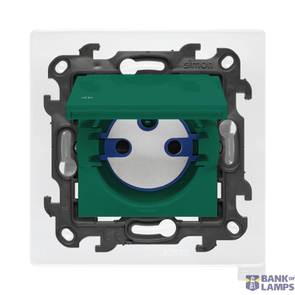 IP44 DATA single socket outlet with access element, Push In system, (module), Simon 24, IP44, 16A, antibacterial green, Flap color: Same as a cover image 1