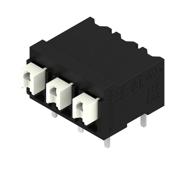 Printed circuit board terminals, 5.08 mm, Number of poles: 3, 90°, Solder pin length (l): 3.5 mm, black, PUSH IN with actuator, Clamping range, max. : 1.5 mm², Tape image 4