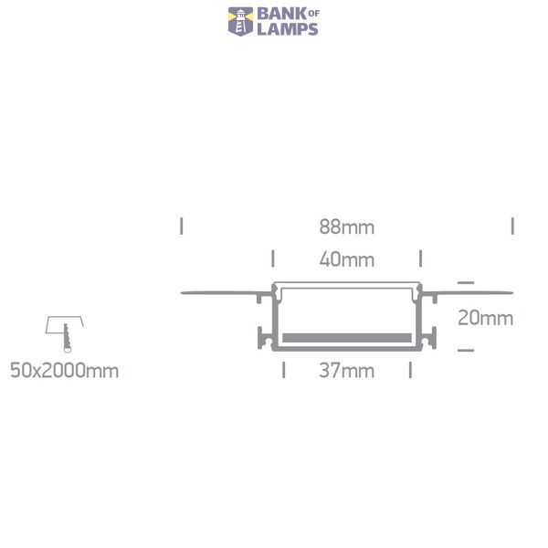 TRIMLESS PROFILE 2m FOR 37mm STRIPS PC OPAL DIFFUSER image 3