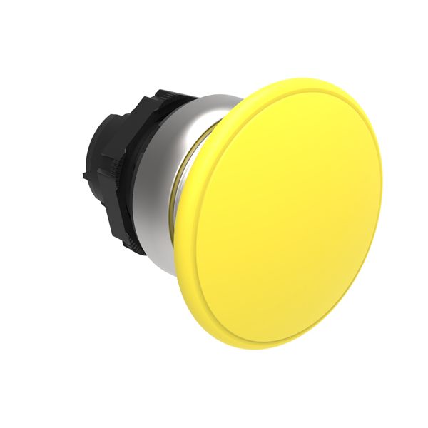 Mushroom head pushbutton actuator Ø22mm Platinum series chromed plastic, spring return, Ø40mm. Yellow image 1