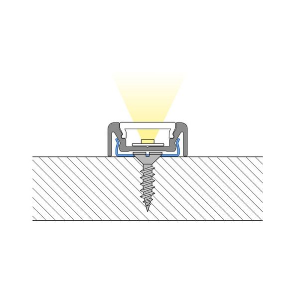 Attached PE aluminum profile, 19x8mm, Whitey diffusion, 1m image 1