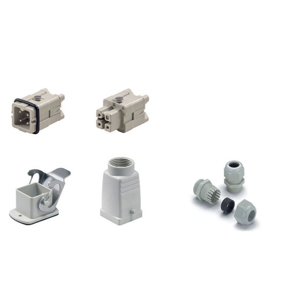RockStar® HDC kits-Heavy-duty connectors, Kit, HA, Size: 1, Poles: 3, Screw connection, 400 V, 16 A, Plastic, M 20 image 1