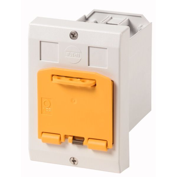 E-PKZ01-SVB Insulated enclosure, E-PKZ0, H x W x D = 129 x 90 x 128 mm, flush-mounted, + yellow padlock device image 1