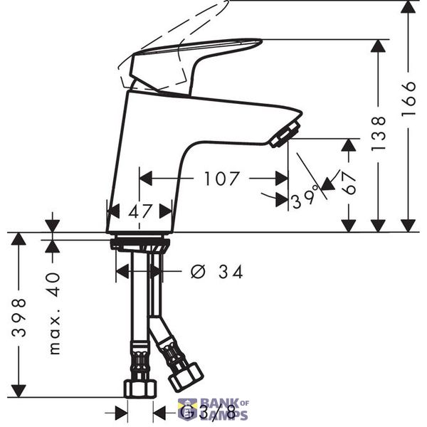 Logis 70 sink mixer with push-open, chrome image 2