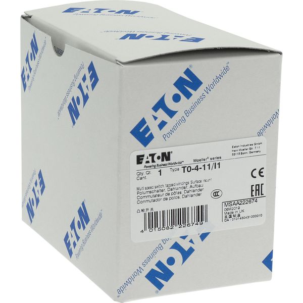 T0-4-11/I1 Multi-speed switches, T0, 20 A, surface mounting, 4 contact unit(s), Contacts: 8, 90 °, maintained, Without 0 (Off) position, 1-2, Design number 11 image 47