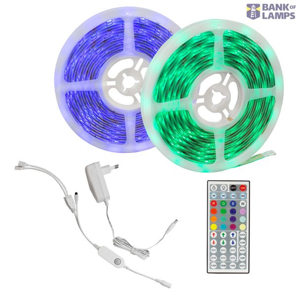 LED STRIP SET 26W/10m RGB (2x5m roll) with silicone + controller + remote controller + PIR sensor + power supply Spectrum image 5