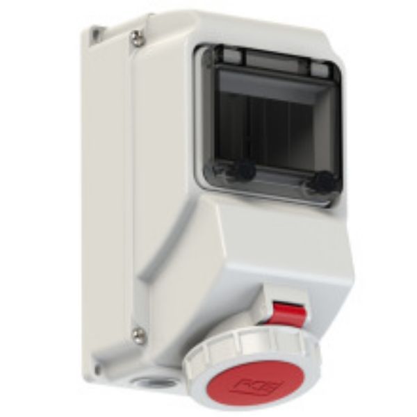 CEE wall mounted socket with window 16A 5p 6h IP44 LS image 1