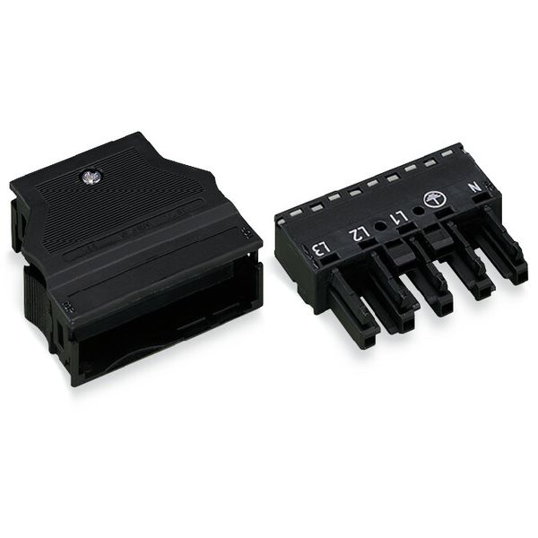 Socket with strain relief housing 5-pole white image 1