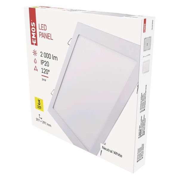 LED recessed light PROFI white, 30 x 30 cm, 24 W, neutral white image 1