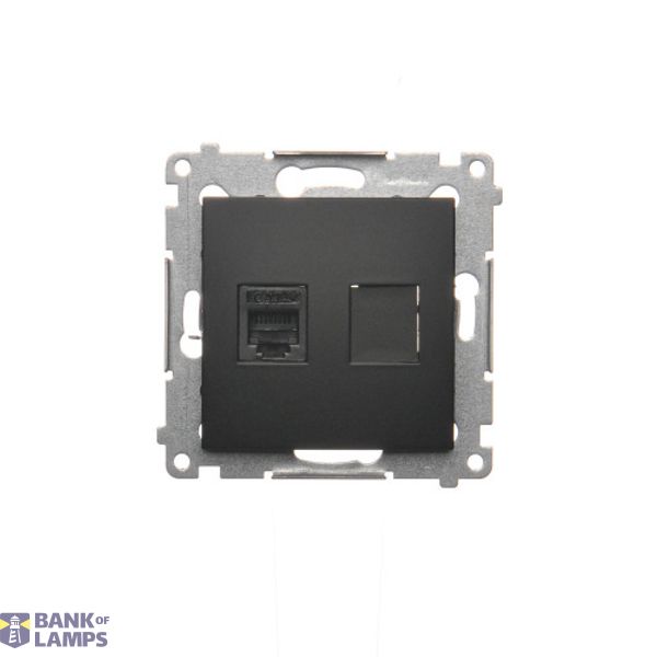 RJ12 single telephone socket, (module), black matt image 1
