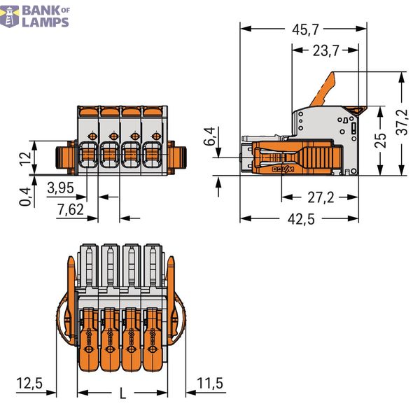 831-1108/038-000 1-conductor female connector; lever; Push-in CAGE CLAMP® image 1