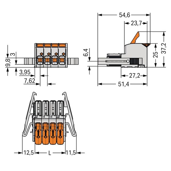 1-conductor female connector lever Push-in CAGE CLAMP® light gray image 1