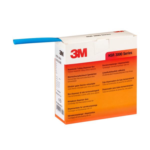 3M™ HSR-3000 Heat Shrink Tubing, Polyolefin, Blue, 9.0/3.0 mm, 7 m Rol image 1
