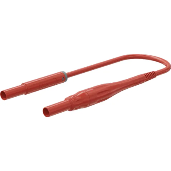 Measuring lead with (4 mm lamella plug, straight) to (4 mm lamella plug, straight), 1 m, red, PVC, 1.0 mm², CAT IV, 66.1046-10022 image 1