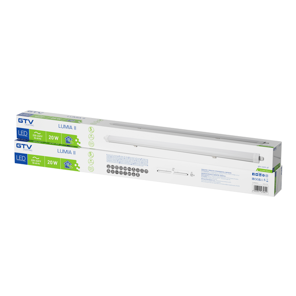Hermetic LED luminaire LUMIA II, 20 W, 2600 lm, 4000K, AC220-240V, IP66, PC, 60 cm image 2