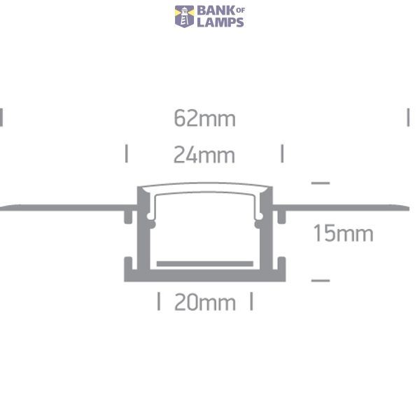 BLACK TRIMLESS PROFILE 2m FOR 20mm STRIPS + BLACK PC DIFFUSER image 3
