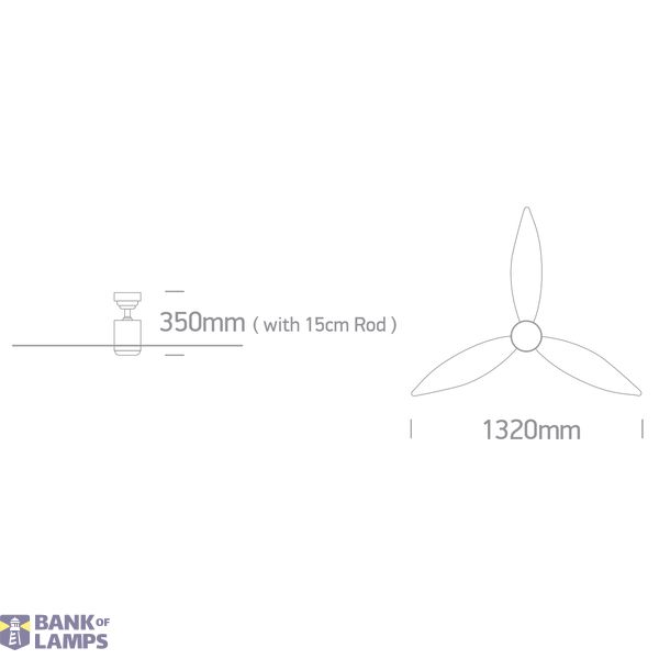 BLACK ABS ROD FAN 35W LED 22W CCTV IP20 230V image 2