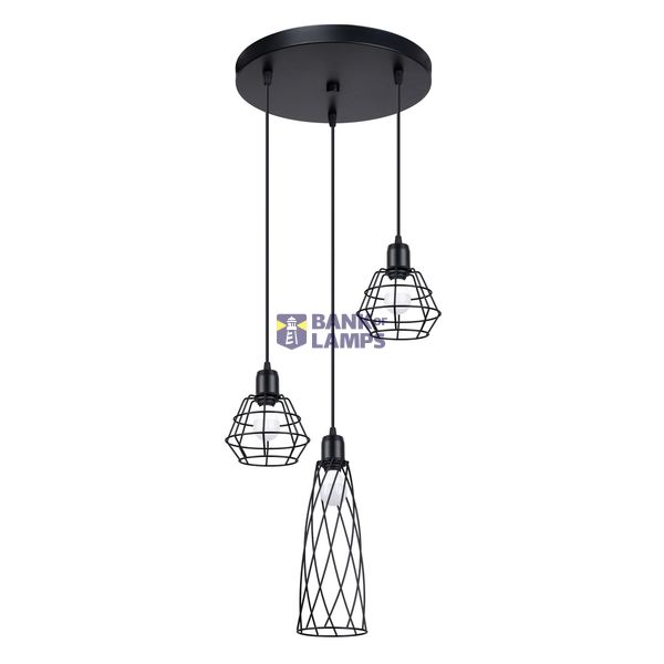 HANGING LAMP SUBA 3P BLACK E27 3X15W IP20 image 3