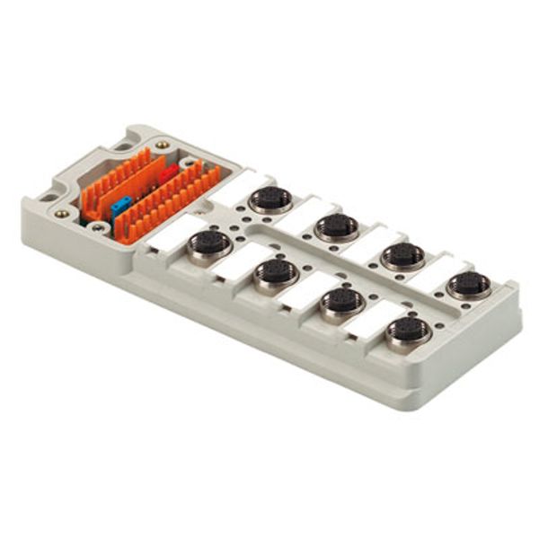 Hood distributor lower part, M12, 30 V, A-coded, LED: Yes, LED initiator: Yes, Wiring type: PNP image 1