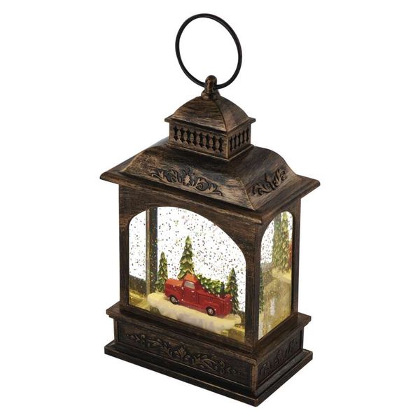 Decorations - 1 LED Christmas lantern with car 21 cm, 3x AA, warm white, IP20, timer image 1