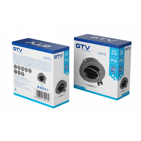 Spot luminaire housing LINTO, IP20, PC, round, Ø90x29 mm, black image 2