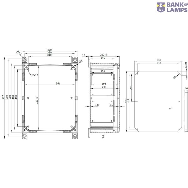 Polycarbonate enclosure, 500x400x210mm, fitted with Mounting plate image 4