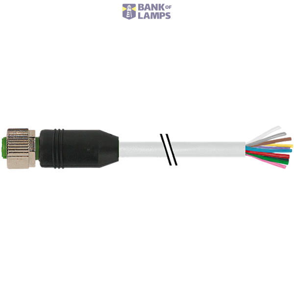 M12 female 0° A-cod. with cable PVC 12x0.25 gy UL/CSA 10m image 1