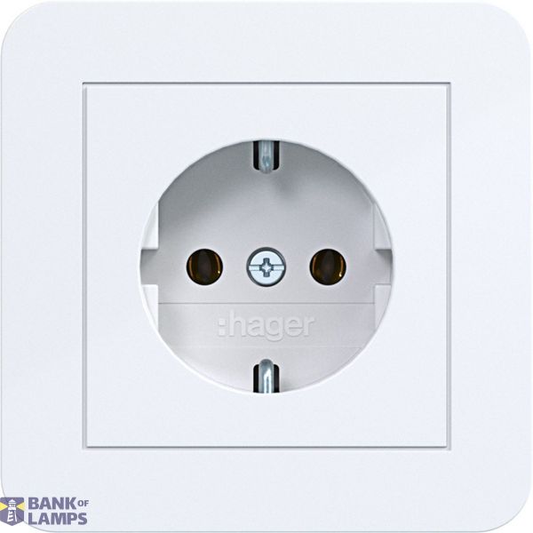 SCHUKO wall socket with cover plate, plug-in, C.1 light white glossy image 1