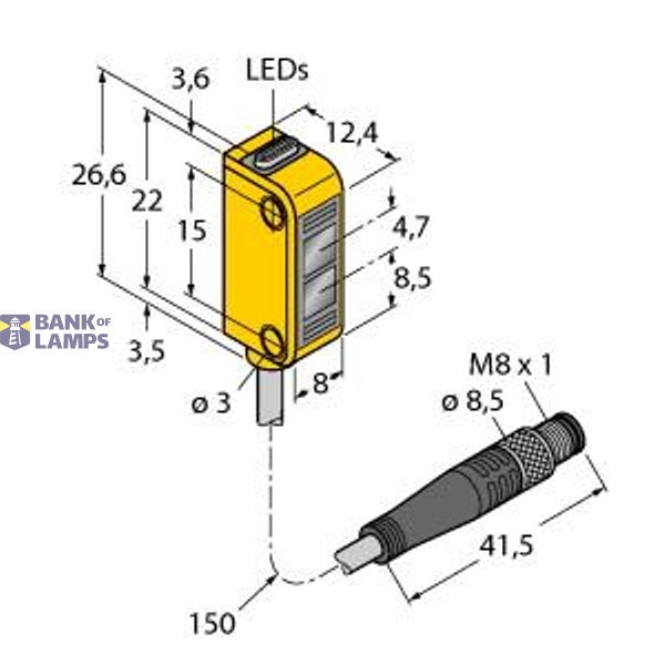 Photoelectric Sensor Diffuse Mode Sensor with Fixed-Field Background Suppression   Q12RN6FF15Q3 image 2