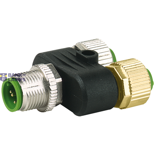T-Coupler M12 male / 2x M12 female A-cod. shielded 5-pol. / 2x 4-pol. image 2