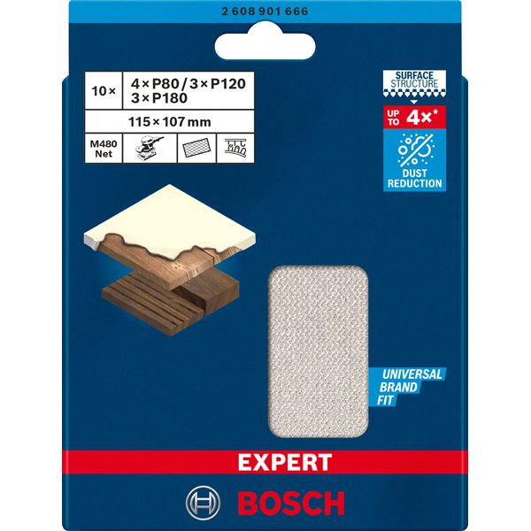 EXPERT M480 Sanding Net Set 115 x 107 mm, G 80/120/180, 10-pc image 3