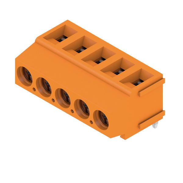 Printed circuit board terminals, 5.08 mm, Number of poles: 5, 180°, Solder pin length (l): 3.5 mm, tinned, orange, Clamping yoke connection, Clamping range, max. : 2.5 mm², Box image 6
