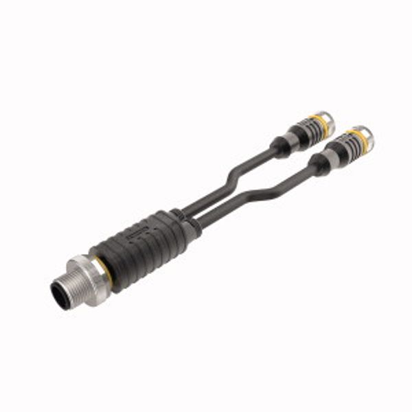 2-Way Splitter Y-Splitter with Cable, Male Connector M12 × 1 - 2 × Female Connectors M12 × 1   VBRS4.4-2RKC4.880T-1/1/TXL4000 image 1