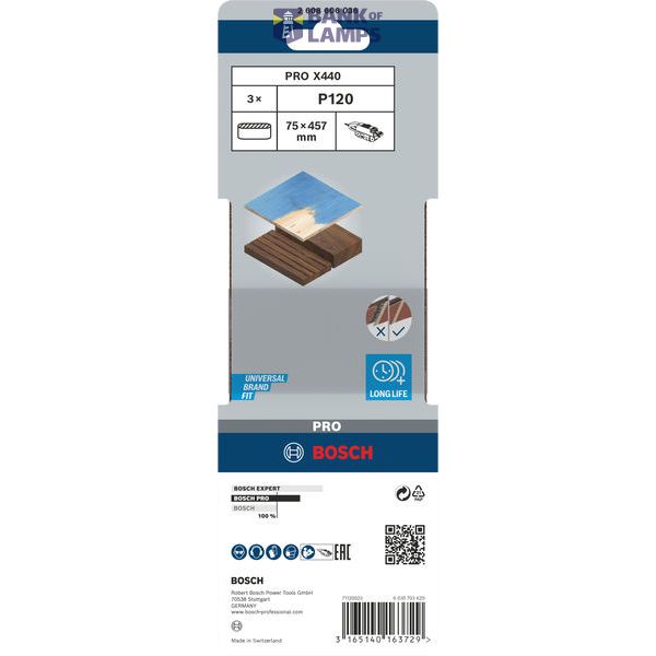 3-piece X440 sanding belt set 75 x 457 mm, 120 image 3