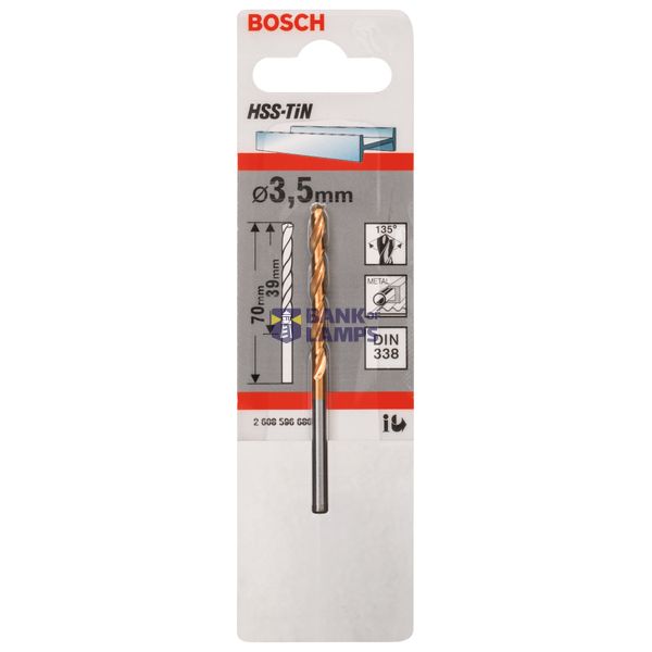 Metal drill bits HSS-TiN, DIN 338 3,5 x 39 x 70 mm 1 pcs. image 2