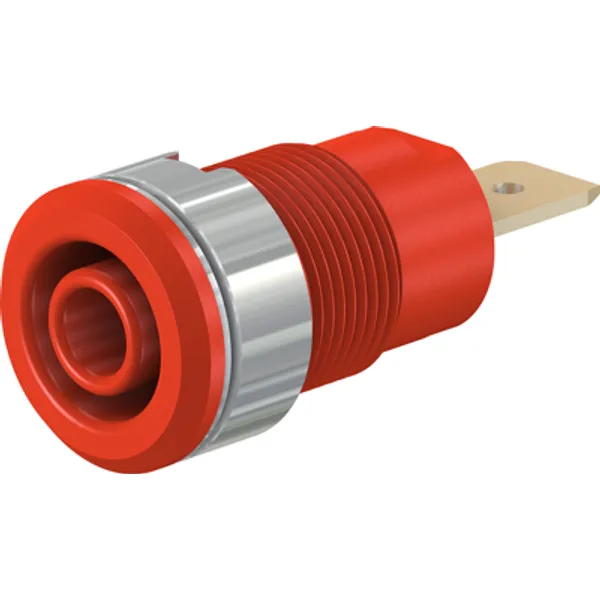 4 mm socket, flat plug connection, mounting Ø 12.2 mm, CAT III, red, 23.3060-22 image 1