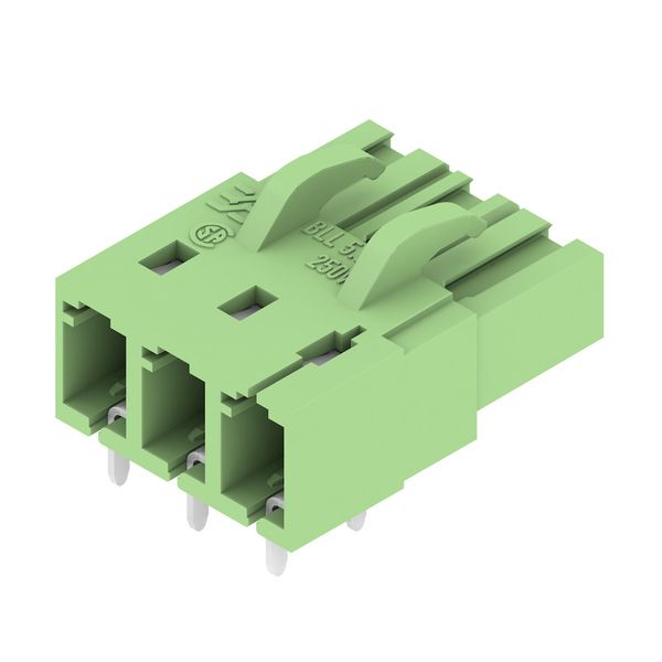 PCB plug-in connector, female header, closed side, THT solder connection, 5.08 mm, Number of poles: 3, 90°, Solder pin length (l): 3.2 mm, tinned, Pale green, Box image 4