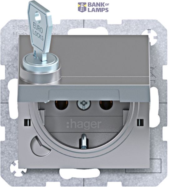 SCHUKO wall socket, single-wall + locking, plug-in type A.x/C.x titanium image 1