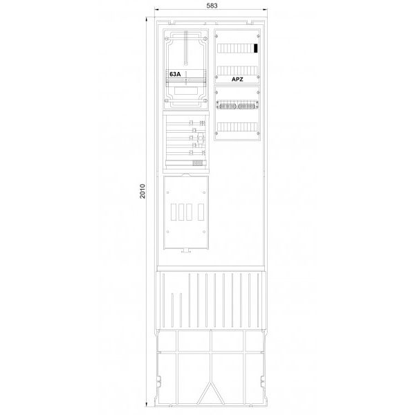 Meter connection column 2-field, H=2010mm, 3.HZ, hood closed, ZSA202-2-ZK-APZ-TSG-HAK-HG (ZSA202-2-ZK-APZ-TSG) image 1