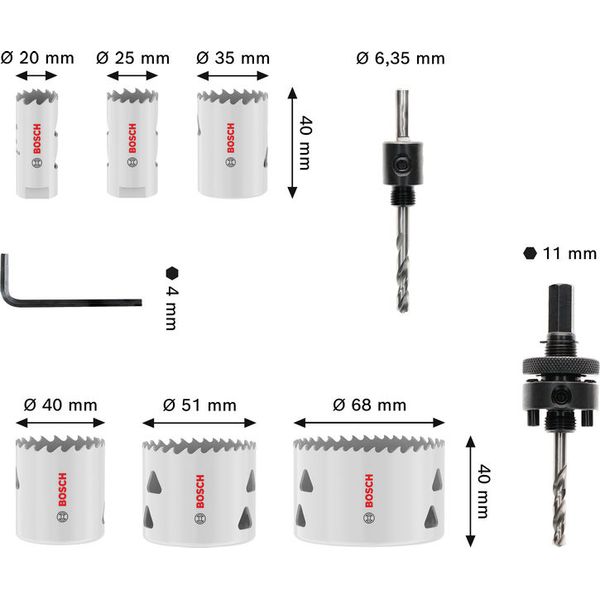 9-piece HSS bi-metal holesaw set for electricians 20 - 68 mm image 3