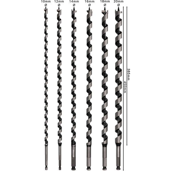 6-piece spur auger bit set 10; 12; 14; 16; 18; 20 mm/450 mm image 2