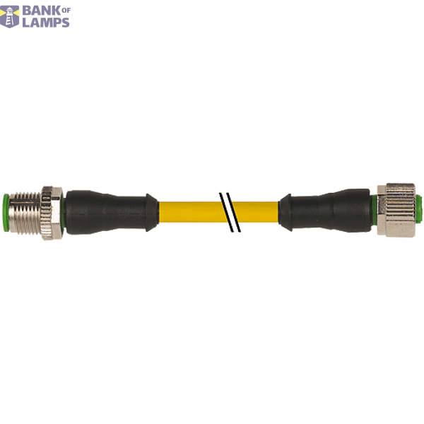 M12 male 0° / M12 female 0° A-cod. PUR 3x0.34 ye UL/CSA+drag ch. 1m image 1