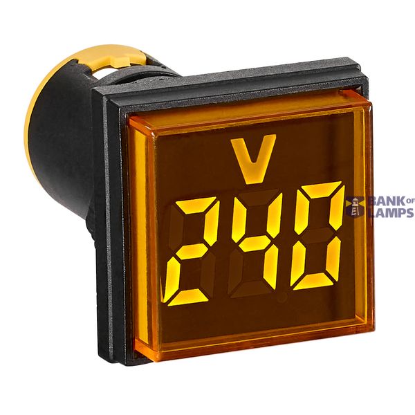 Voltmeter, 22.5 mm, 50-500 VAC, yellow, square image 1