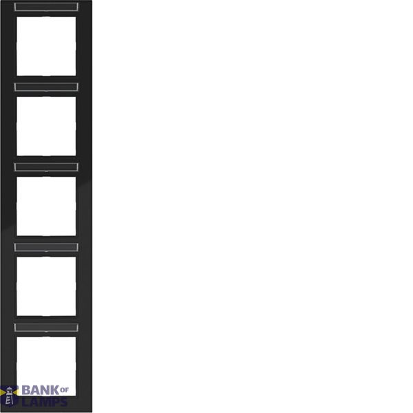 Cover frame 5-way vertical, text field, A.1, night black glossy image 1
