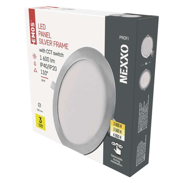 LED recessed luminaire NEXXO, round, silver, 18W, with change CCT image 1