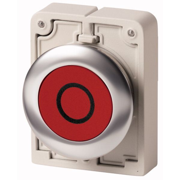 M30I-FD-R-X0 Pushbutton, RMQ-Titan, flat, momentary, red, inscribed, Front ring stainless steel image 1