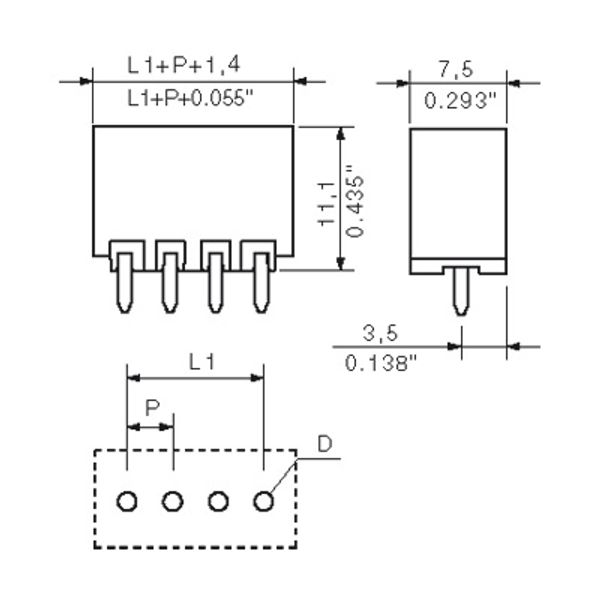 PCB plug-in connector, male header, closed side, THT/THR solder connection, 3.50 mm, Number of poles: 12, 180°, Solder pin length (l): 1.5 mm, tinned, black, Tray image 2