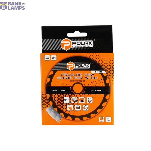 Circular saw blade for wood, carbide tipped 115x22.2/20, 30Т image 3