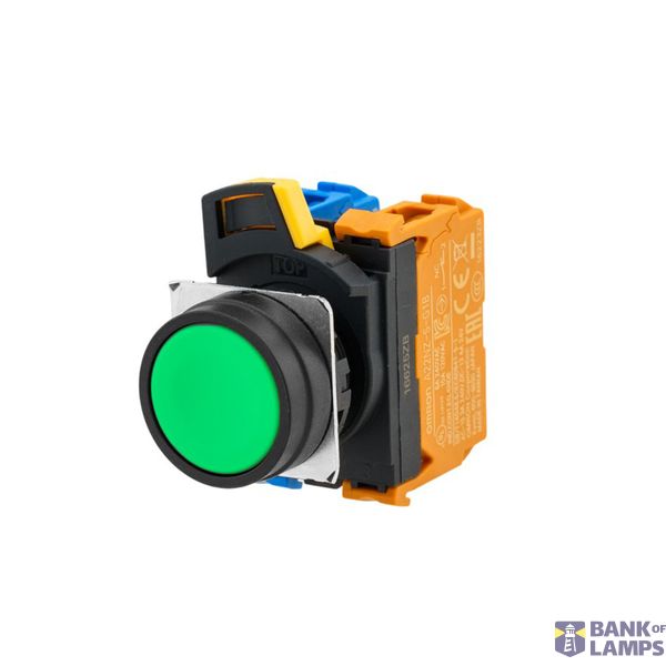 Pushbutton A22NN Ã˜22, bezel plastic, FLAT, MOMENTARY, CAP COLOR Opaque GREEN, , 1NC, NON-LIGHTED A2210011A image 1