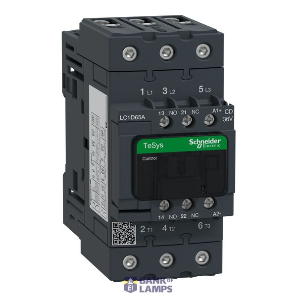 3P Everlink Contactor AC3 440V 65A Coil 36V DC (LC1D65ACD) image 1